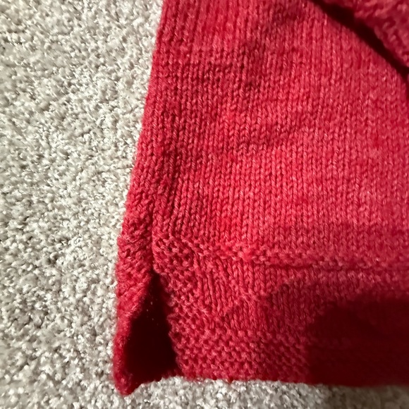 Guernsey Red ang Chunky Knit Red Roll Neck Sweater Inspired Cable & Texture Knit - Picture 5 of 9